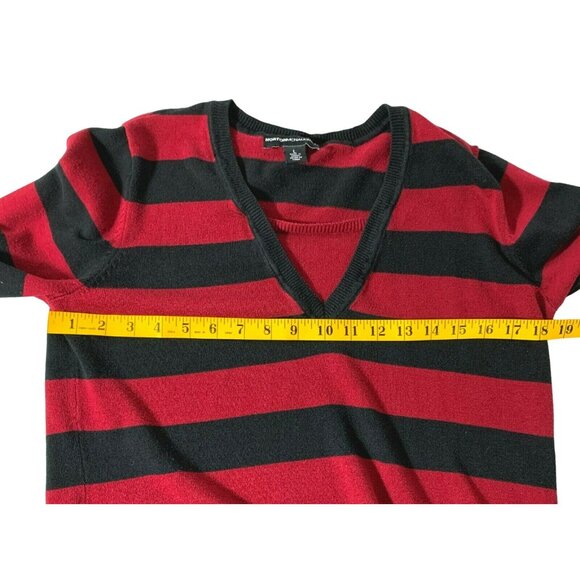 Norton McNaughton Womens Sweater Size Large Red Striped V-Neck Pullover - Picture 4 of 9